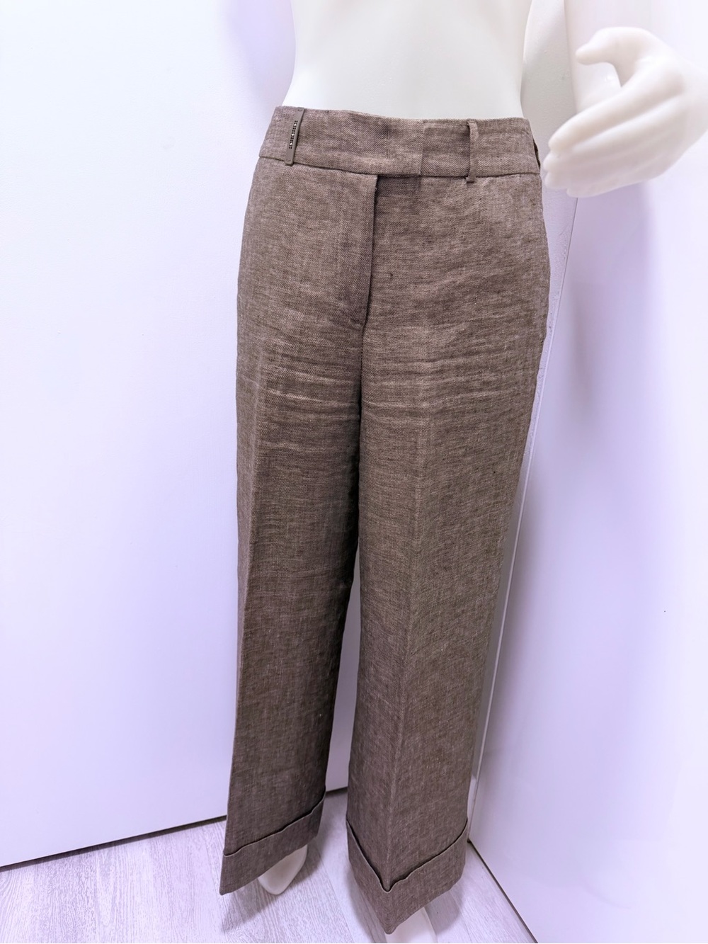 Peserico Made in Italy Brown Wide Leg Tailored Pants IT 40 US 4